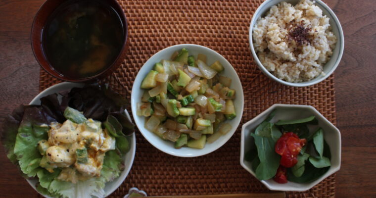 Japanese Summer Dinner with Seasonal Vegetable Dishes and Corn Cob Broth Miso Soup