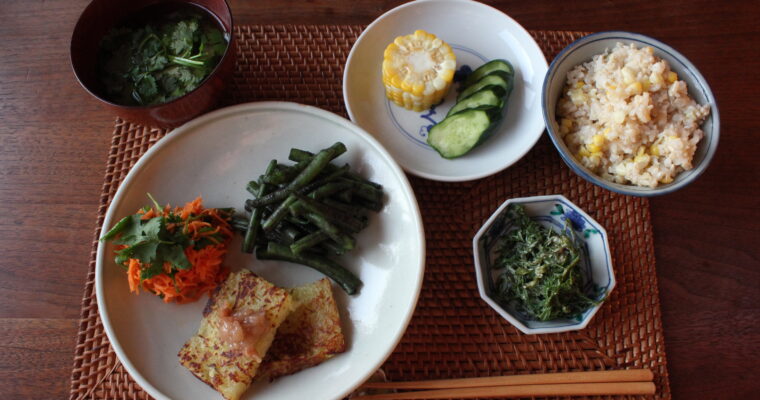 Japanese Summer Dinner with Corn Rice and Other Seasonal Delicious Dishes