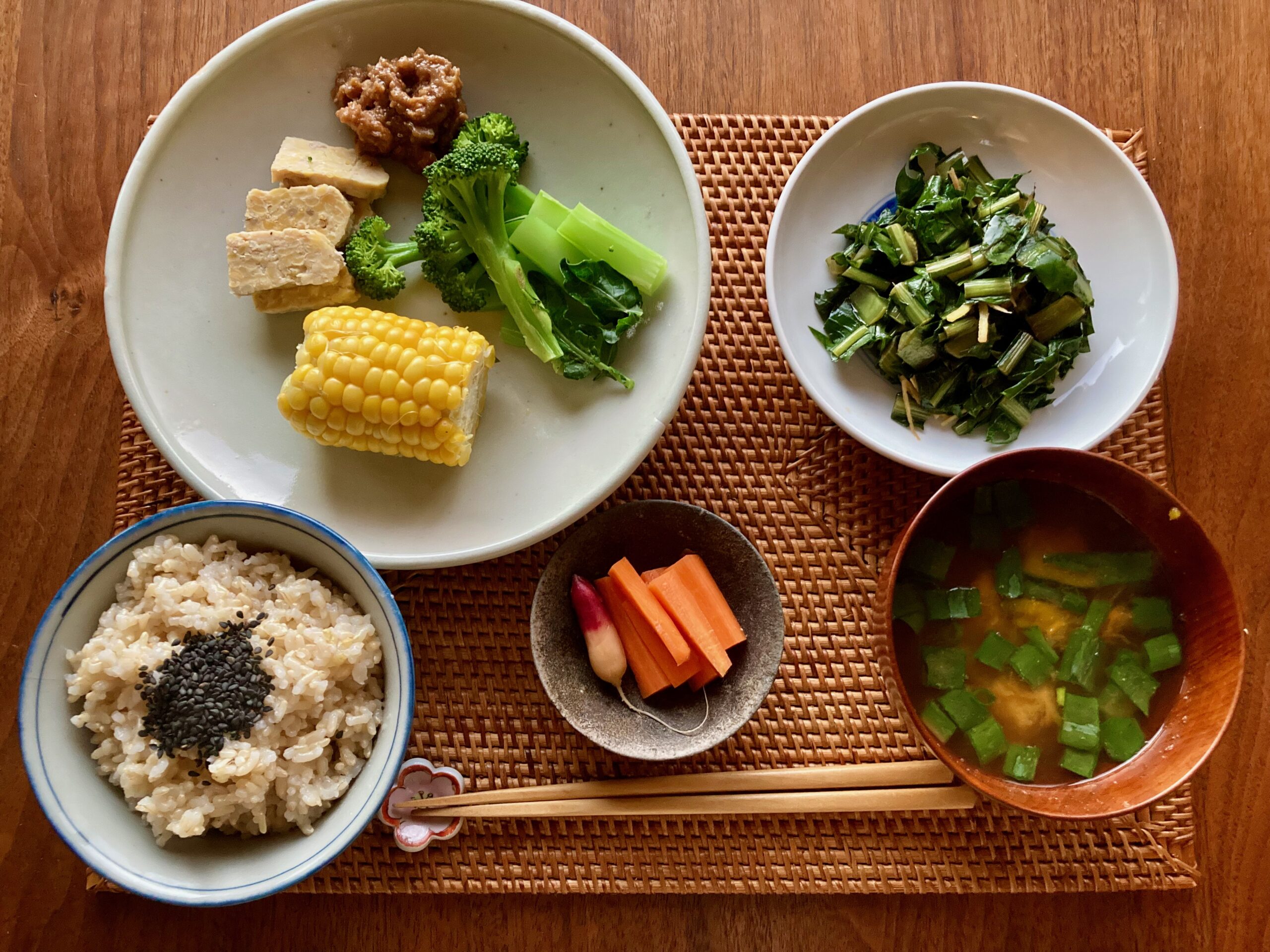 Autumn Japanese Dinner with Fresh and Seasonal Vegetables